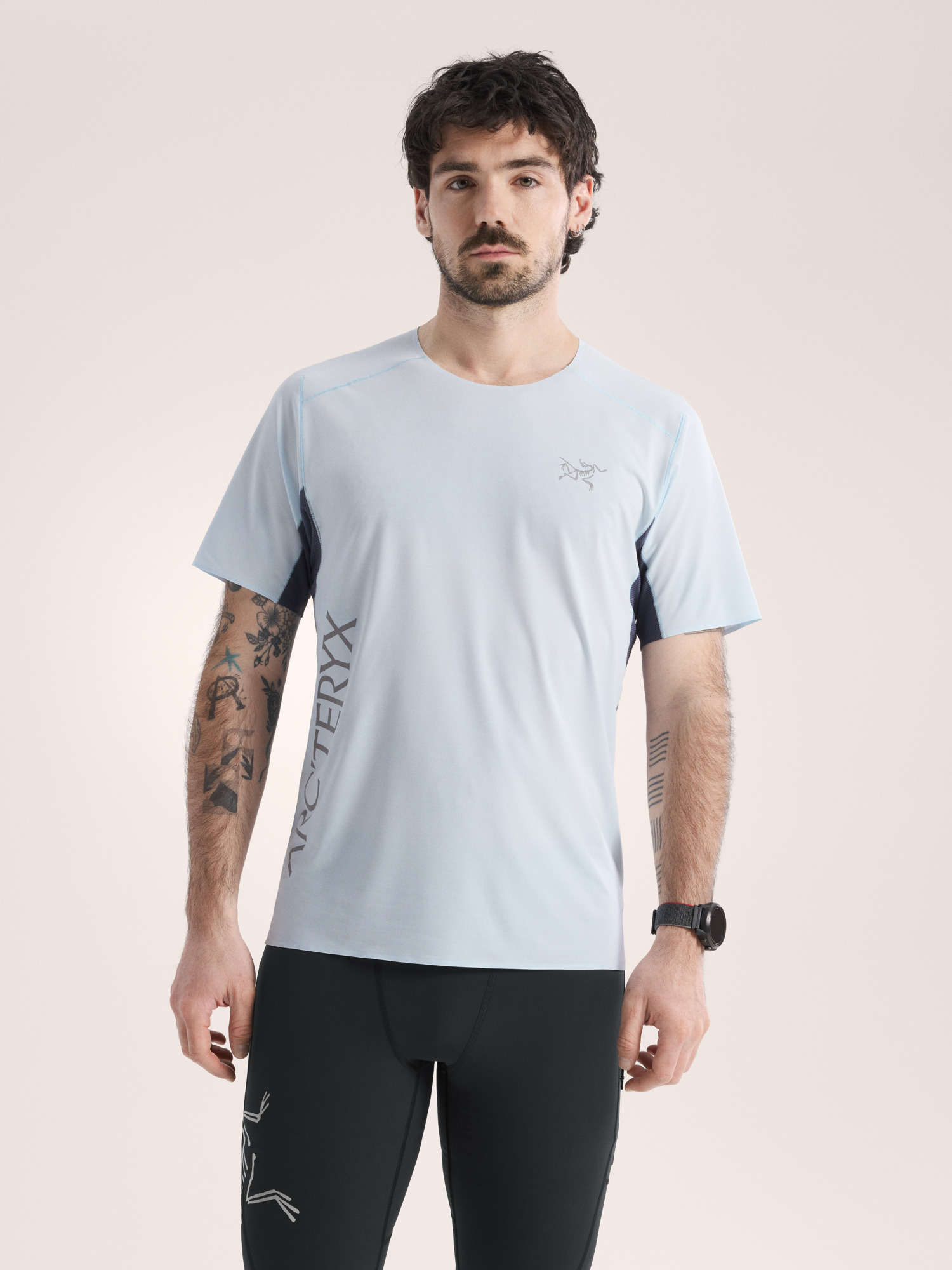 S26-X000010340-Norvan-Downword-Logo-Shirt-SS-Alpine-Blue-Dk-Strat-Front-View